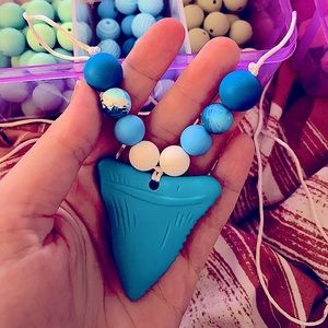 Silicone teething shark necklace